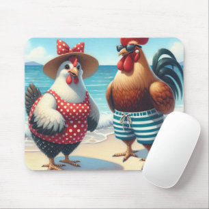 Beach Chickens Wearing Swimsuits Mouse Mat
