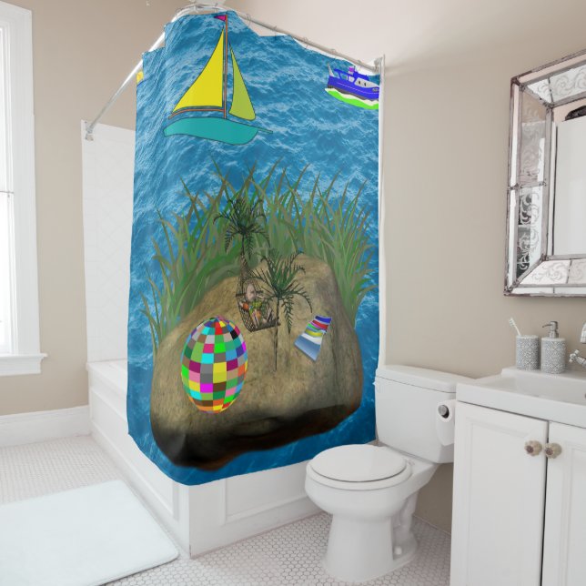 Beach childrens showercurtain kids shower curtain (In Situ)