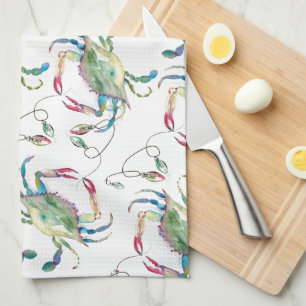 Beach Christmas Blue Crab Tea Towel