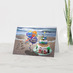 Beach Christmas Card, Happy Birthday Jesus Holiday Card