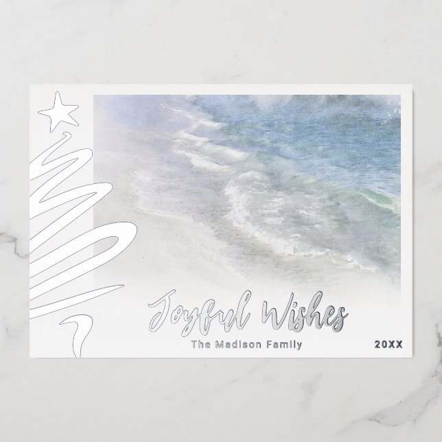 BEACH CHRISTMAS CARD | MODERN COASTAL NAUTICAL  (Front)