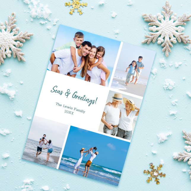 Beach Christmas Card With Photos Template Modern (Creator Uploaded)