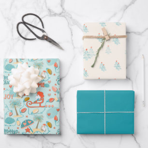 Beach Christmas, coastal color, aqua, orange, sand Wrapping Paper Sheet