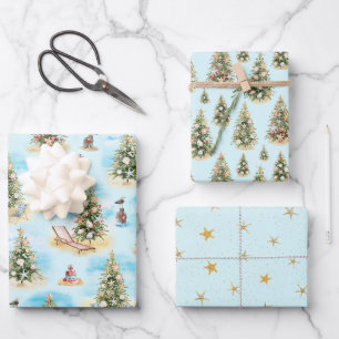 Beach Christmas Coastal Wrapping Paper Sheet