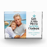Beach Christmas Holiday Photo Block<br><div class="desc">Fun and modern beach Christmas photo blocks feature hand-lettered typography "Have a very merry beachy Christmas" alongside your family photo. Personalise with your greeting and family name.</div>