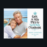 Beach Christmas Holiday Postcard<br><div class="desc">Fun and modern beach Christmas cards feature hand-lettered typography "Have a very merry beachy Christmas" alongside your family photo. Personalise with your greeting and family name.</div>