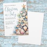 Beach Christmas In July Invitation<br><div class="desc">Invite guests to your Christmas in July celebration with this festive and beachy party invitation, designed with a relaxed tropical vibe. The layout features a mix of blue and black fonts on the top left, combining script calligraphy with clean serif typography for a cheerful and modern look. On the bottom...</div>