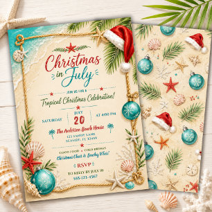Beach Christmas in July Party Invitation