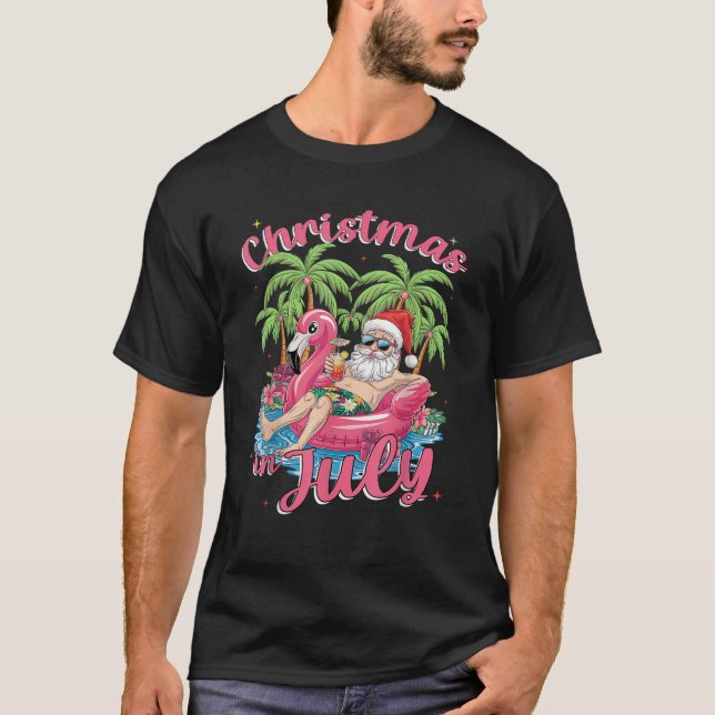 Beach Christmas In July Santa Claus Summer Vacatio T-Shirt (Front)