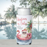 Beach Christmas In July Seltzer Can Cooler<br><div class="desc">Celebrate the season with this festive and playful can cooler sleeve, perfect for a sunny Christmas in July gathering. The design shows a relaxed Santa Claus in sunglasses floating in a pink flamingo pool float, surrounded by ocean waves and tropical details—adding a fun twist to your warm-weather celebration. "Christmas In...</div>