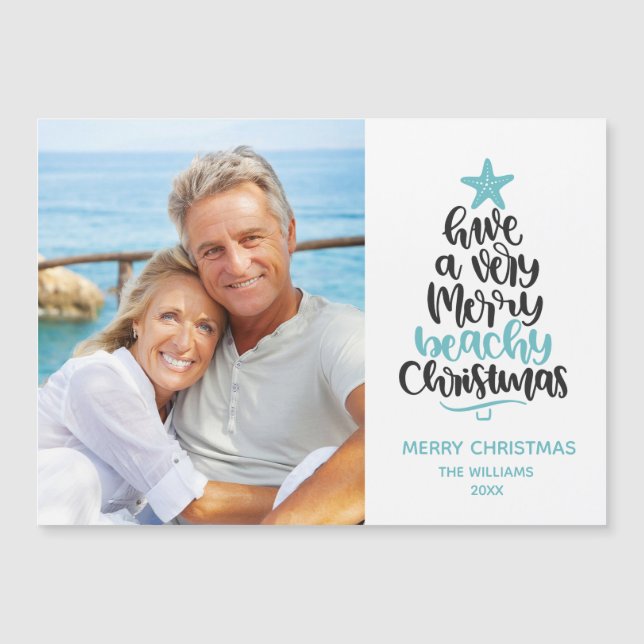 Beach Christmas Magnetic Holiday Card (Front)
