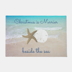 Beach Christmas Merrier by the Sea Door Mat