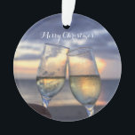 Beach Christmas Ornaments Acrylic Sunset<br><div class="desc">Beach Christmas ornaments (acrylic) with sunset and customisable text Merry Christmas. It measures 2.87 inches and it's printed on both sides.</div>