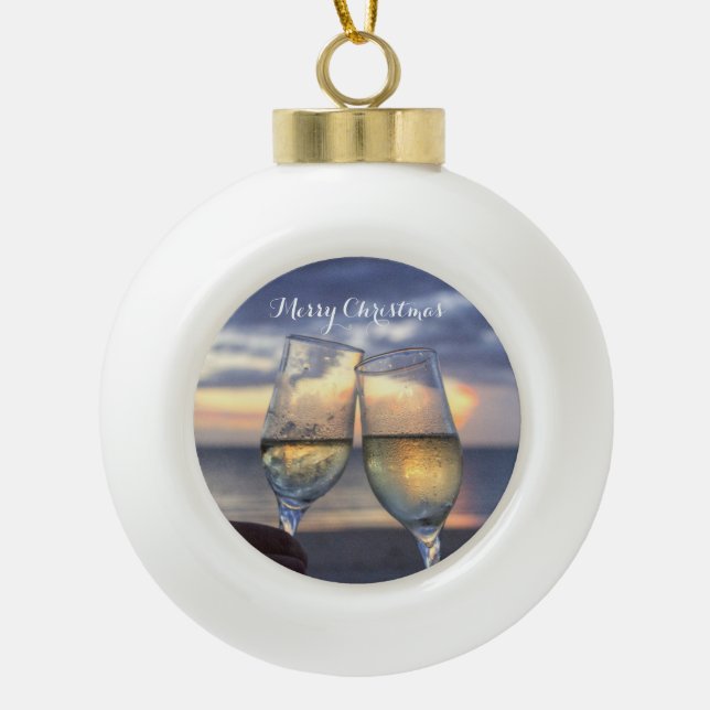 Beach Christmas Ornaments Ball Sunset (Front)