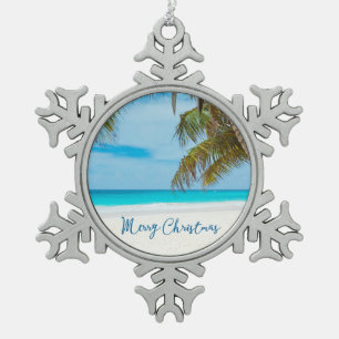 Beach Christmas Ornaments Pewter Palm Tree