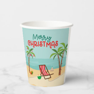 Beach Christmas Paper Cups