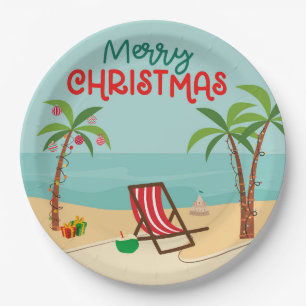 Beach Christmas Paper Plate