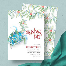 Beach Christmas Party Invitations