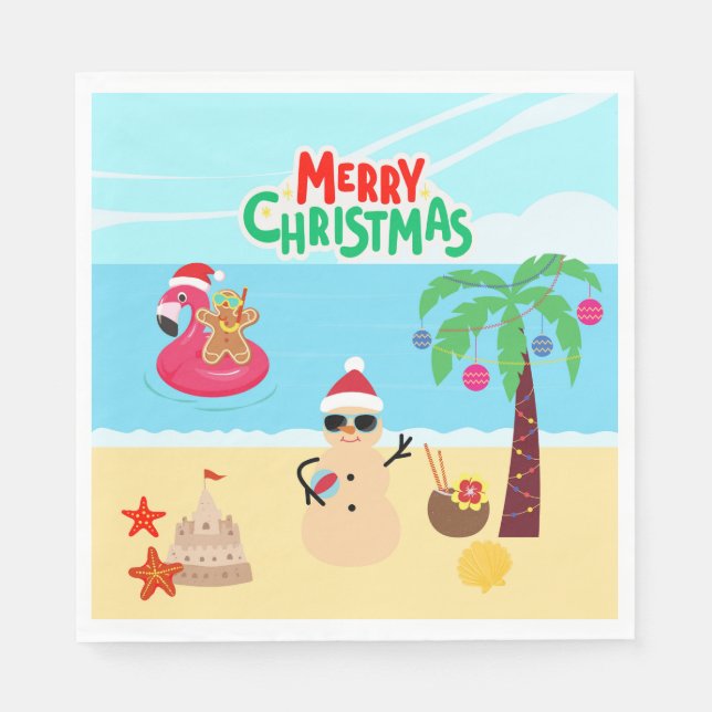 Beach Christmas Party Napkin (Front)