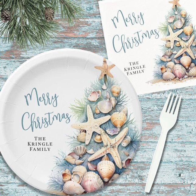 Beach Christmas Party Paper Plate (Beach Christmas Party Paper Plates)