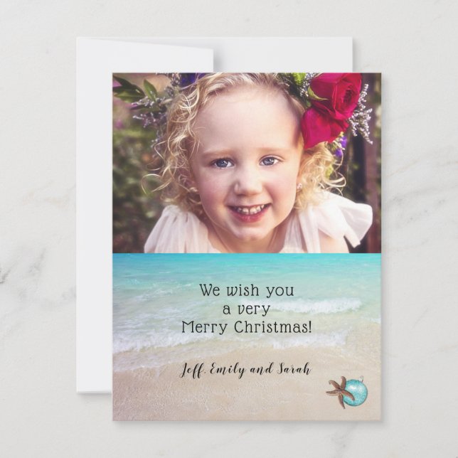 Beach Christmas Photo Card Starfish Design (Front)