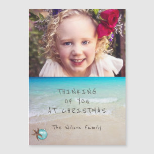 Beach Christmas Photo Magnetic Card