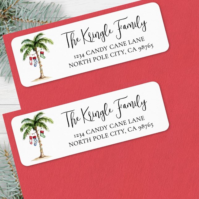 Beach Christmas Return Address (Beach Christmas Return Address label)