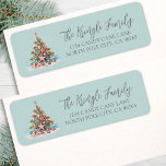 Beach Christmas Return Address<br><div class="desc">Tropical Beach Christmas Tree Return Address Label. This festive label features a charming seashell and starfish Christmas tree, topped with a starfish and set on a sandy base with hints of teal blue ocean waves. The beachy artwork appears on the left, while your name and address are displayed on the...</div>