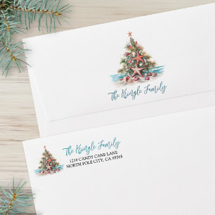 Beach Christmas Return Address Card Envelope