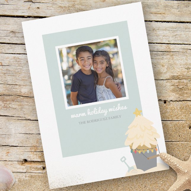 Beach Christmas Sand Pail Holiday Card (Creator Uploaded)