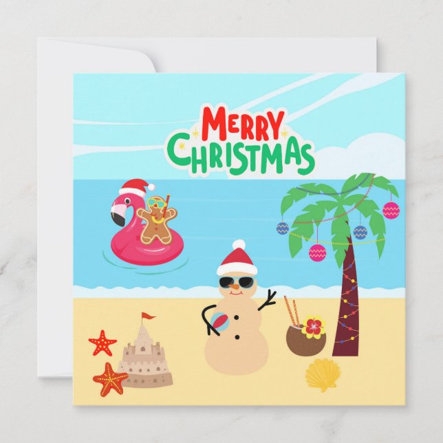 Beach Christmas Scene Card (Front)