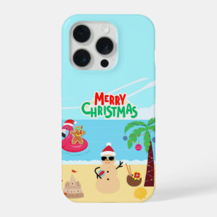 Beach Christmas Scene iPhone 15 Pro Case