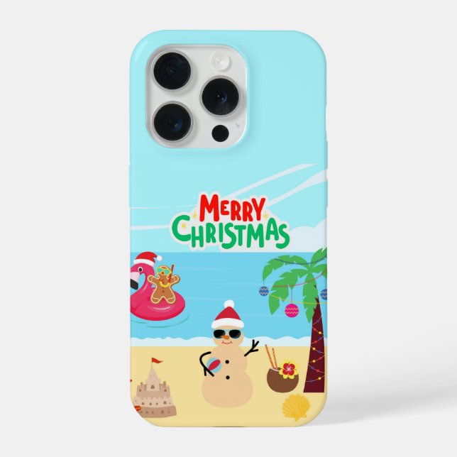 Beach Christmas Scene iPhone Case (Back)