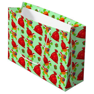 Beach Christmas sea turtle pattern party Large Gift Bag