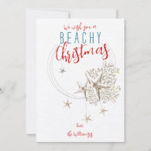 Beach Christmas Starfish & Coral Vintage Sepia
