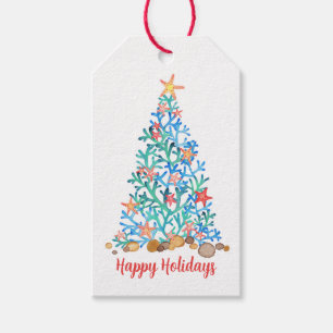 Beach Christmas, Starfish & Shells Holiday Gift Tags