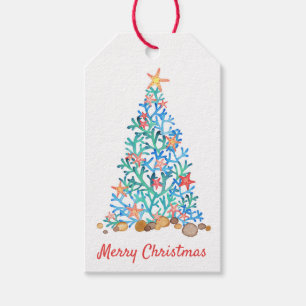 Beach Christmas, Starfish & Shells Holiday Gift Tags