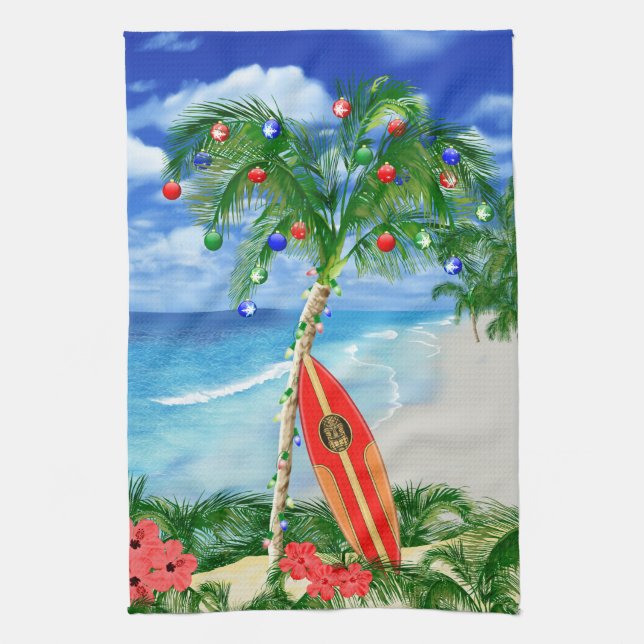Beach Christmas Tea Towel (Vertical)