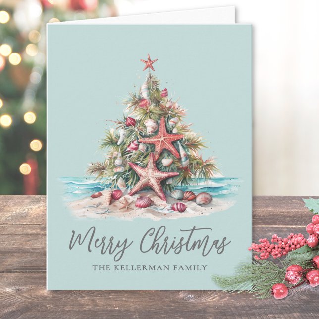 Beach Christmas Tree Holiday Card (Beach Christmas Tree Holiday Card )