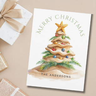 Beach Christmas Tree  Holiday Card