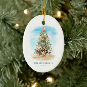 Beach Christmas Tree Photo Ceramic Tree Decoration