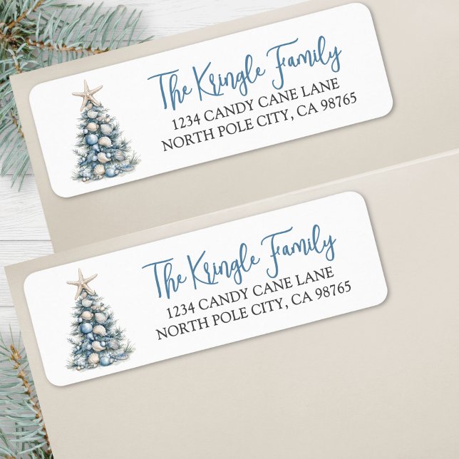Beach Christmas Tree Return Address (Beach Christmas Tree Return Address label)