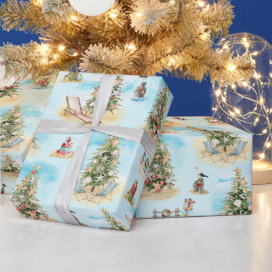 Beach Christmas Trees Wrapping Paper