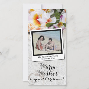 Beach Christmas Warm Wishes Plumeria Lei Holiday Card