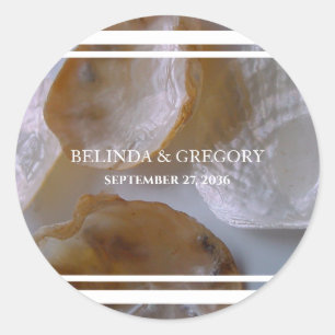 Beach Clams Wedding Classic Round Sticker