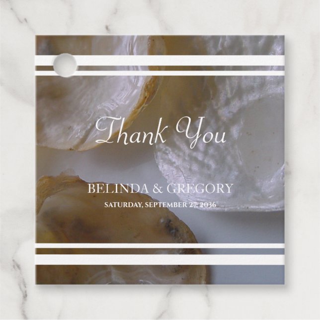 Beach Clams Wedding Gift Favour Tags (Front)