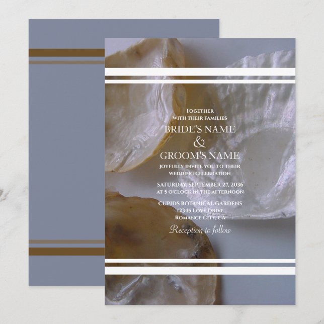 Beach Clams Wedding Invitations (Front/Back)