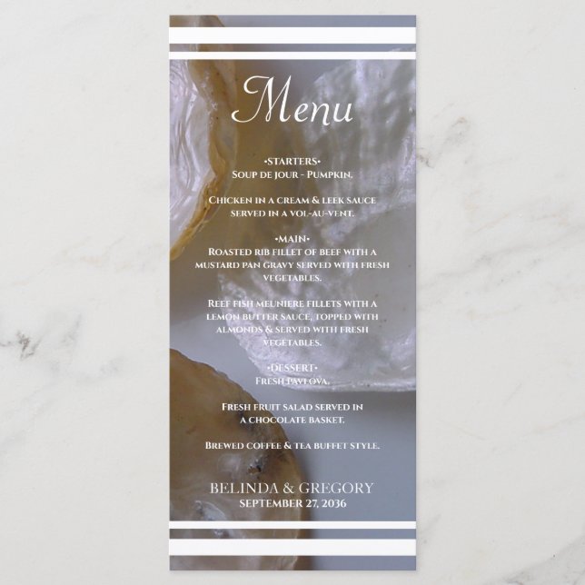 Beach Clams Wedding  Menu (Front)