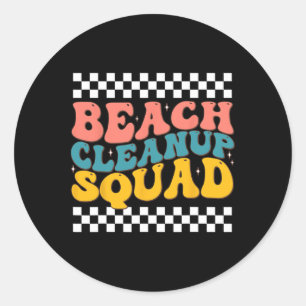Beach Cleanup Squad Groovy Retro Design For Earth Classic Round Sticker