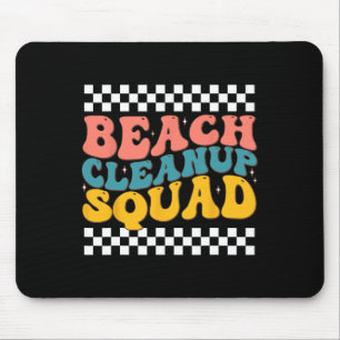 Beach Cleanup Squad Groovy Retro Design For Earth Mouse Mat